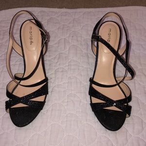 black sparkly sandal heels